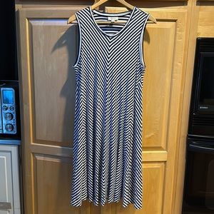 Style & Co Women’s Tank Dress, Size Large in Blue and White Diagonal Stripes